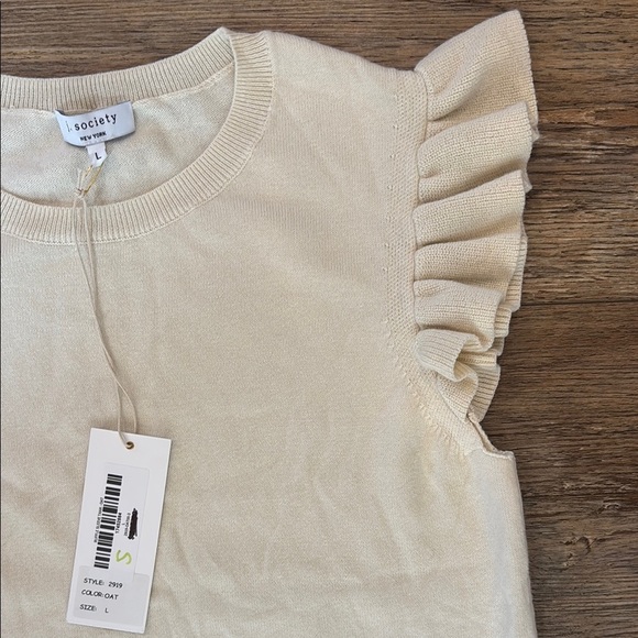 J. Society Women's Size Large Cream 100% Cotton Ruffle Tank NWT - Picture 6 of 13